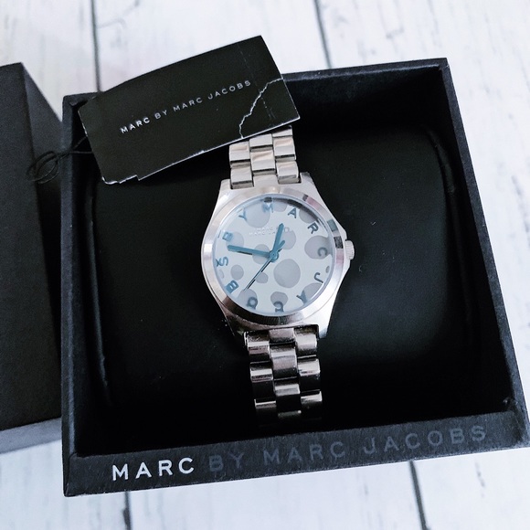 Marc Jacobs Henry Silver Tone Blue Accent Watch - Picture 2 of 3